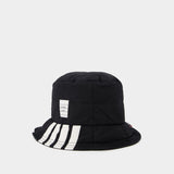 Quilted Bucket Hat W/ Seamed In 4 Bar In Poly Twill