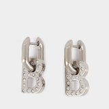 Shiny Silver-Tone Brass Earrings