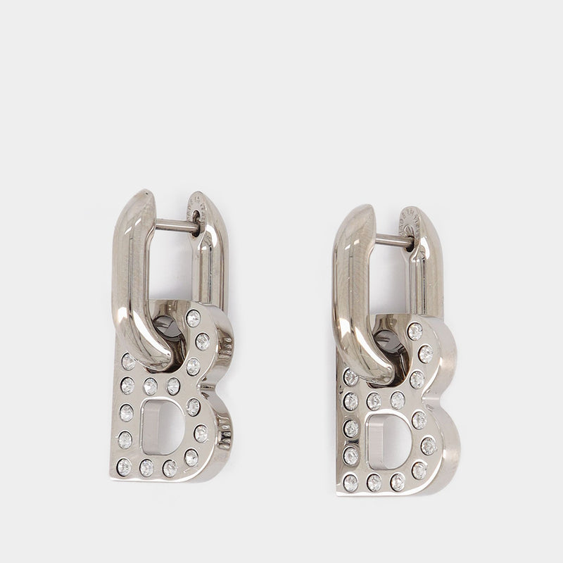 Shiny Silver-Tone Brass Earrings