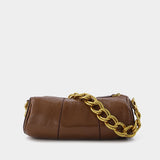 Mini Cylinder Bag in Brown Leather