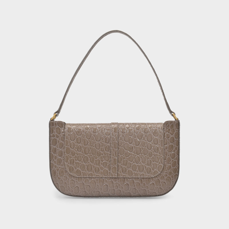 Miranda Bag in Grey Crocodile Embossed Leather