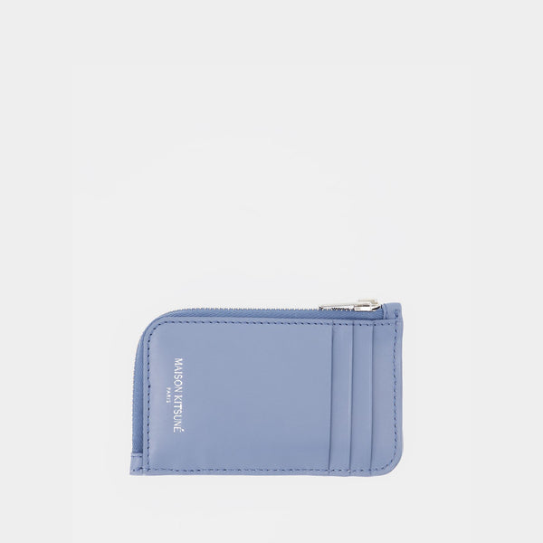 Boogie Long Zipped Card Holder - Maison Kitsune - Leather - Blue