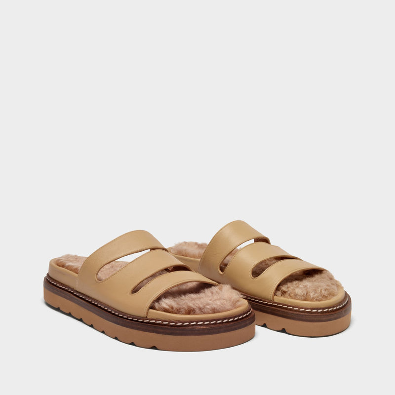 Maggie Sandals in Beige Smooth Leather