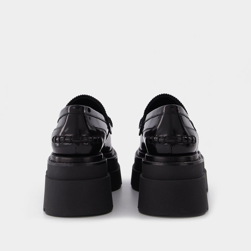 Carter 75 Platform Loafers in Black Leather