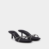 Dahlia 50 Sandals in Crystal / Black Leather