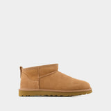 Classic Ultra Mini Ankle Boots - Ugg - Leather - Chestnut