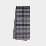 Tb Tartan Jacquard Scarf In Wool Cashmere And Mohair Blend