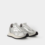 Mirror Zip Sneakers in Silver PVC