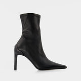Stiletto Ankle Boots in Black Leather
