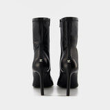 Stiletto Ankle Boots in Black Leather