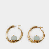 Blue Sonia Twisted Hoop Earrings in Gold