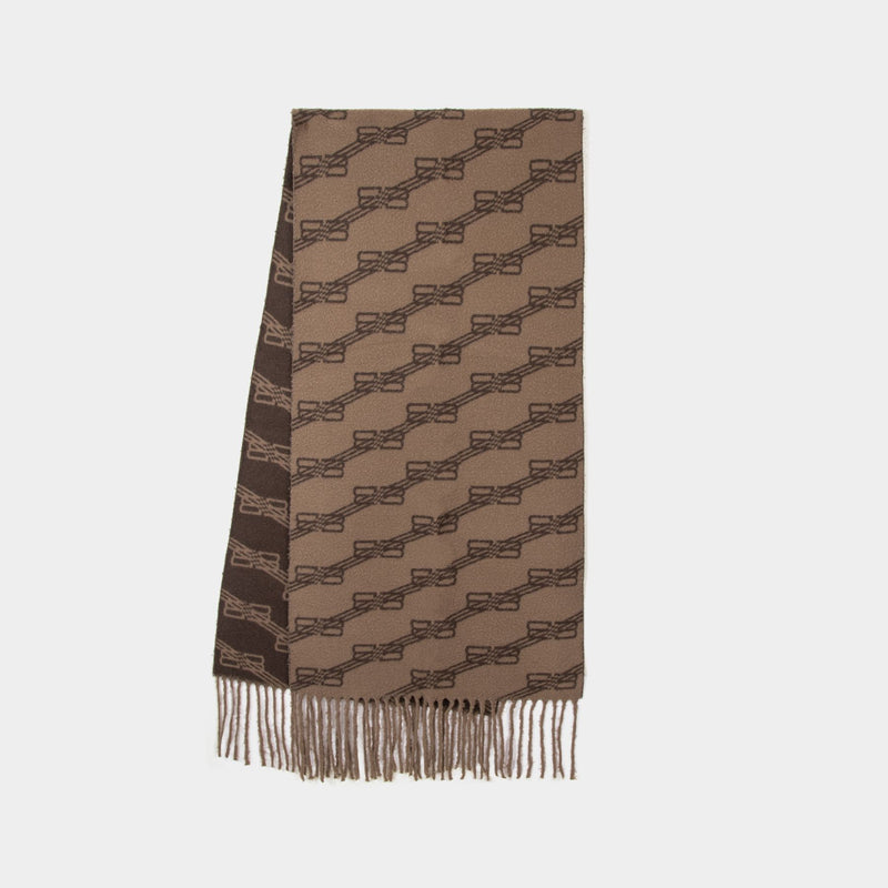 Sc All Over Blanket Scarf - Balenciaga -  Beige/Brown - Wool