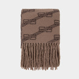 Sc All Over Blanket Scarf - Balenciaga -  Beige/Brown - Wool