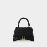 Hourglass Bag in Black Quilted Leather