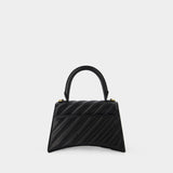 Hourglass Bag in Black Quilted Leather