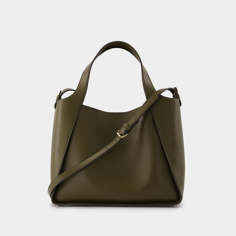 Tote Logo Crossbody in green synthetic leather