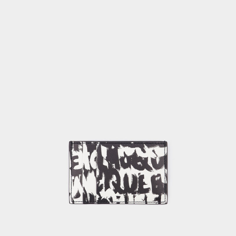 Cardholder in Black and White Leather