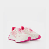Sneakers in White/Pink Leather