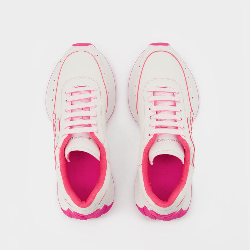 Sneakers in White/Pink Leather