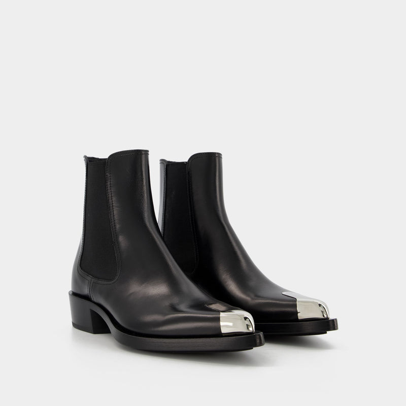 Boxcar Boots in Black/Silver Leather