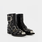 Boxcar Boots in Black/Silver Leather