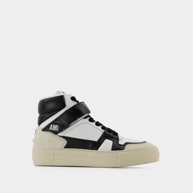 High-Top ADC Sneakers in White and Black Leather