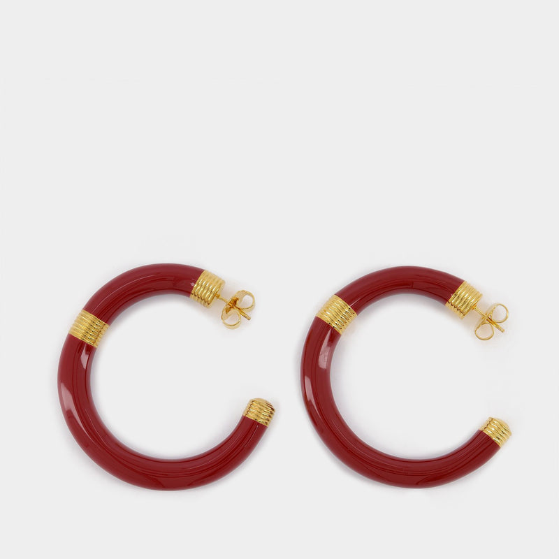 Katt Earrings in Red Resin/Gold