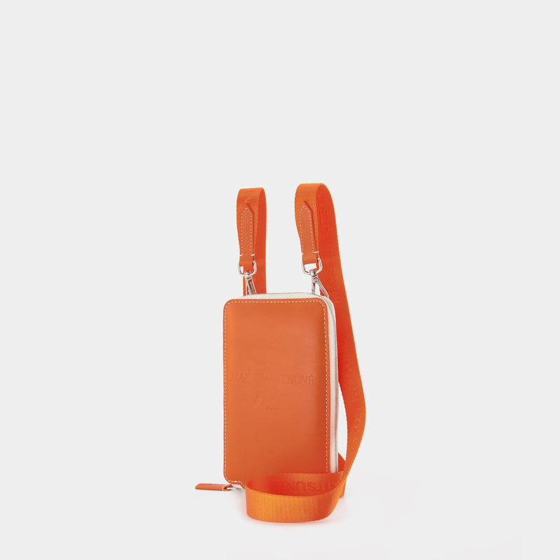 Neck Pouch - Maison Kitsuné - Orange - Leather