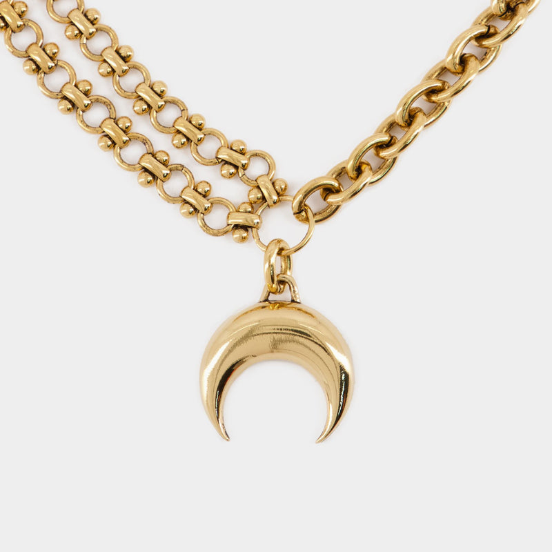 Multiple Chains Moon Charm Necklace - Marine Serre - Gold - Brass