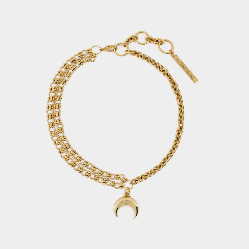 Multiple Chains Moon Charm Necklace - Marine Serre - Gold - Brass