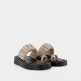 Amor Platform Slides - Elleme - Taupe/Black - Leather
