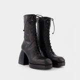 Bulla Lace Boots in Black Leather
