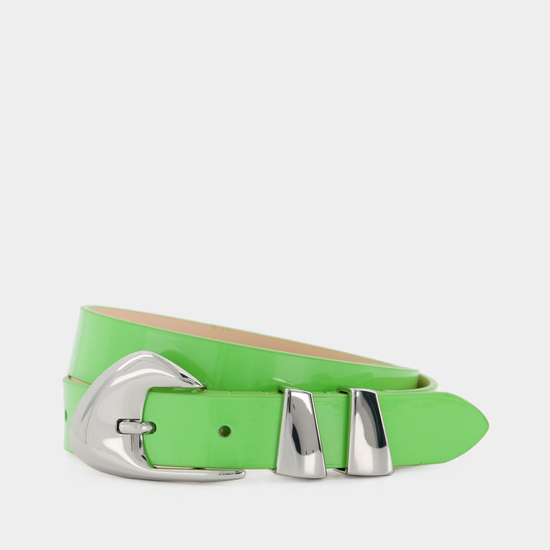 Moore Belt - By Far - Green - Patent Leather
