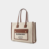 Ll Sm Pocket Dtl Ll6 Tote Bag - Burberry -  Natural/Tan - Cotton