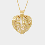 Peace And Love Heart Necklace in Recycled Gold