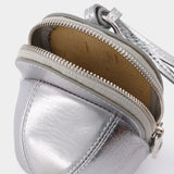 Nano Cap Bag in Silver Leather