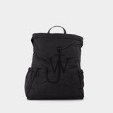 Drawstring Anchor Backpack in Black Synthetic