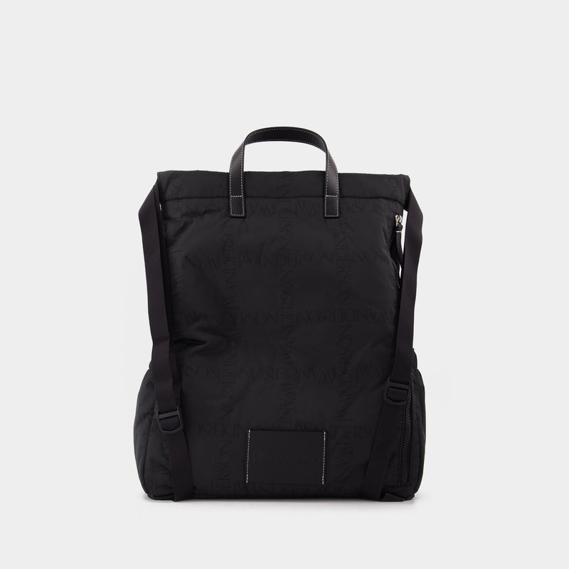 Drawstring Anchor Backpack in Black Synthetic