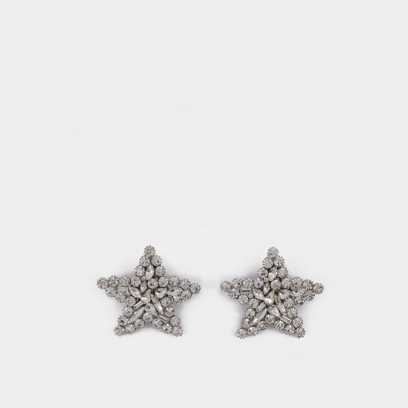 Star earrings in silver toned metal