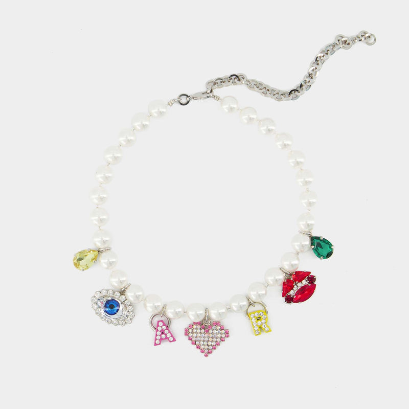 Pearl With Charmes Necklace - Alessandra Rich - Pearl - Brass