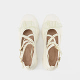 Beaded Criss-Cross Sneakers in Ivory Satin