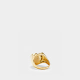 Heart-Shaped Neon Fuchsia Signet Ring in Yellow Gold