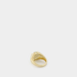 Mini Dome Clover signet ring in 9 kt gold, malachite and diamond