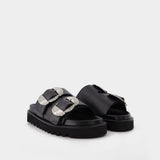 Aj1216 - Black Leather Sandals