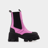 Cleated Mid Chelsea Boot in Pink Leather