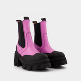 Cleated Mid Chelsea Boot in Pink Leather