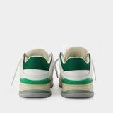 Area Lo Sneakers in White/Green Leather
