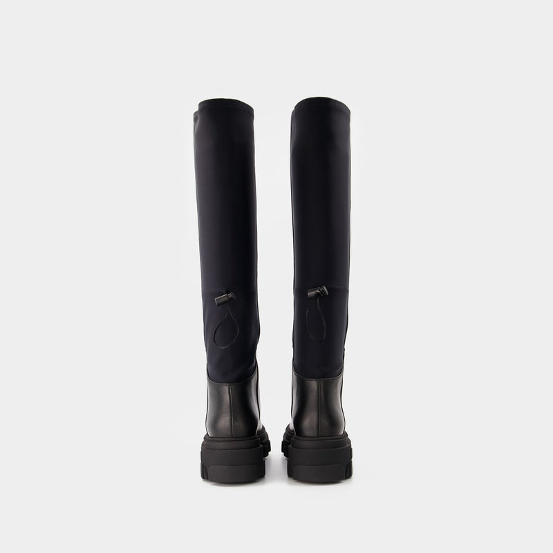 Tubular Boots in Black Leather