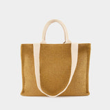 Large Basket Tote Bag - Marni - Sienna/Natural - Leather