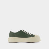 Lace Up Pablo Sneakers in Khaki Leather